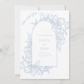 Invitation Blue And White Save The Date