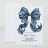 Invitation Blue and White Stripes Baby Shower (Devant / Derrière)