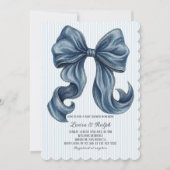 Invitation Blue and White Stripes Baby Shower (Devant)