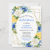 Invitation Blue and Yellow Flowers with Foliage Bridal Shower (Devant)