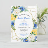 Invitation Blue and Yellow Flowers with Foliage Bridal Shower (Debout devant)