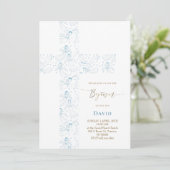 Invitation blue angels pattern Holy Cross Baptism (Debout devant)