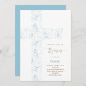 Invitation blue angels pattern Holy Cross Baptism (Devant / Derrière)