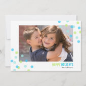 Invitation Blue Aqua Green Confetti Photo Happy Holidays Card (Devant)
