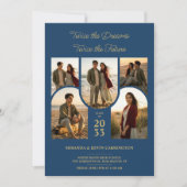 Invitation Blue Arched Collage Double Grads Twins TMF26 (Devant)