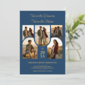 Invitation Blue Arched Collage Double Grads Twins TMF26 (Debout devant)