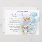 Invitation Blue Arctic Animaux dans les masques Baby shower v (Devant)