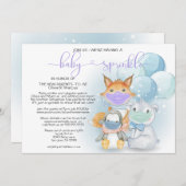 Invitation Blue Arctic Animaux dans Masques Baby Sprinkle Inv (Devant / Derrière)