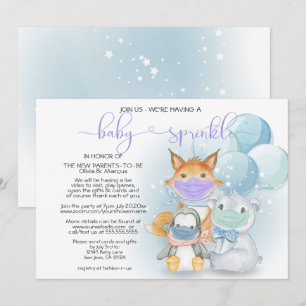 Invitation Blue Arctic Animaux dans Masques Bébé Sprinkel
