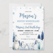 Invitation Blue Arctic Animaux Hiver 2e anniversaire (Devant)