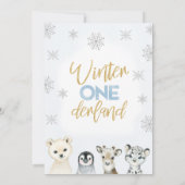Invitation Blue Arctic Animaux Hiver Onederland Anniversaire (Dos)