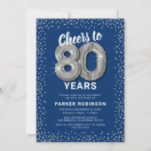 Invitation Blue Argent 80e Anniversaire (Devant)