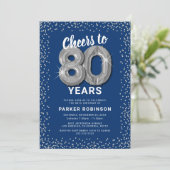 Invitation Blue Argent 80e Anniversaire (Debout devant)