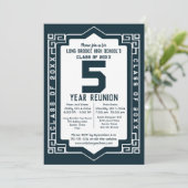 Invitation Blue Art Déco 5 Year High School Class Réunion (Debout devant)