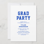 Invitation Blue Athletic Grad Photo Collage Graduation Party (Dos)
