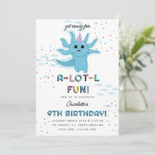 Invitation Blue Axolotl Enfants Cute Salamander Anniversaire (Debout devant)