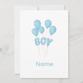 Invitation Blue Baby Boy Balloon Celebration (Devant)