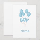 Invitation Blue Baby Boy Balloon Celebration (Devant / Derrière)