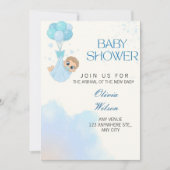 Invitation Blue Baby Boy Balloon Shower Invite (Devant)