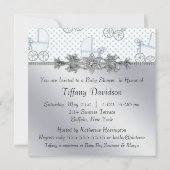 Invitation Blue Baby Carriage Baby Boy Prince Douche (Dos)