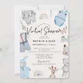 Invitation Blue Baby Clothes & Toys Garçon Baby shower virtue (Devant)