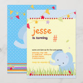 Invitation Blue Baby Elephant Parti Personnalisé (Devant / Derrière)