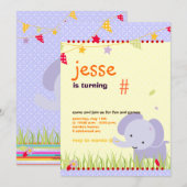 Invitation Blue Baby Elephant Parti Personnalisé (Devant / Derrière)