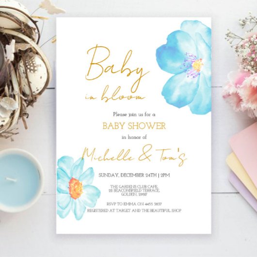 Invitation Blue Baby en Fleur