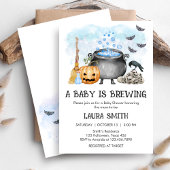 Invitation Blue Baby is Brewing Halloween Baby Shower