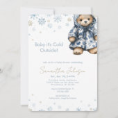 Invitation Blue Baby It's Cold Outside Teddy Bear (Devant)