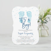 Invitation Blue Baby pieds c'est un Baby shower garçon (Debout devant)