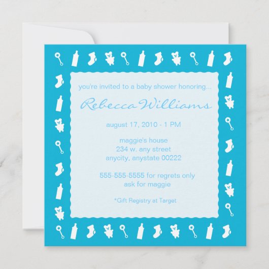Invitation Blue Baby Things (Devant)