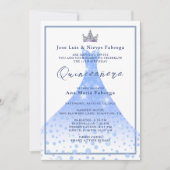 Invitation Blue Ball Gown & Tiara Quinceañera Anniversaire (Devant)