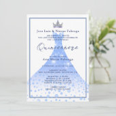 Invitation Blue Ball Gown & Tiara Quinceañera Anniversaire (Debout devant)