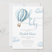 Invitation Blue Balloon Boy QR Code Baby shower photo (Devant)