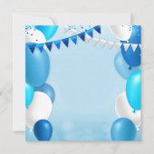 Invitation Blue balloons and party flags (Devant)