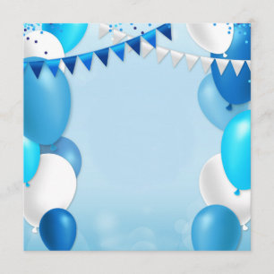 Invitation Blue balloons and party flags