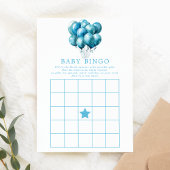 Invitation Blue Balloons Aquarelle Boy Baby shower Bingo