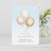 Invitation Blue Balloons Boys 1er anniversaire (Debout devant)