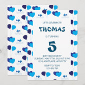Invitation Blue Balloons Coeurs Boy Anniversaire de enfant Pa (Devant / Derrière)