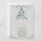 Invitation Blue Balls Stars Confetti Christmas Company (Devant)