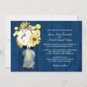 Invitation Blue Barn Mason Jar Daisies Mariage de tournesols (Devant)