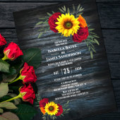 Invitation Blue Barne Wood Sunflower Bourgogne Rose Mariage