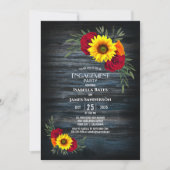 Invitation Blue Barne Wood Sunflower Rose (Devant)