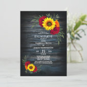 Invitation Blue Barne Wood Sunflower Rose (Debout devant)