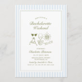 Invitation Blue Beach Bachelorette Weekend Itinerary (Devant)