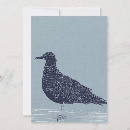 Invitation Blue Beach Bird Mariage (Dos)