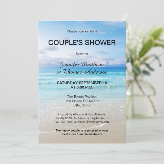 Invitation Blue Beach Couple Shower (Debout devant)
