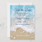Invitation Blue Beach Waves Bat Mitzvah Save the Date (Devant)