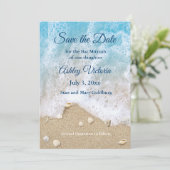 Invitation Blue Beach Waves Bat Mitzvah Save the Date (Debout devant)
